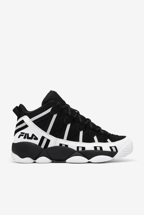 Fila Black Stackhouse Spaghetti Men's Sneakers - White/Black/Metal Silver,NZ 510-28947